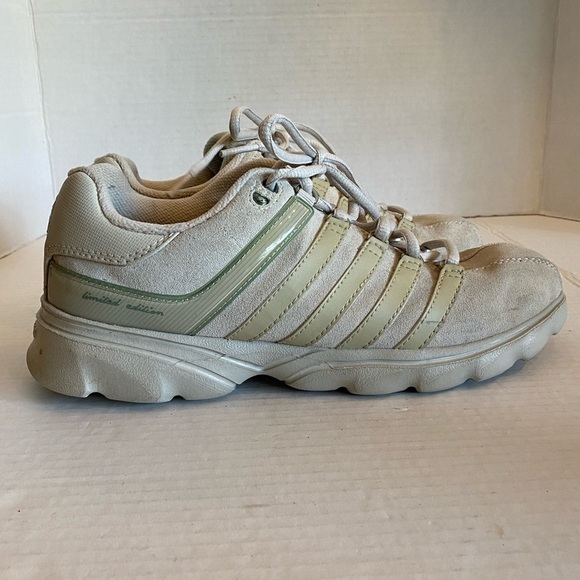 K-Swiss Limited Edition Suede Tennie Shoes Cream Color Size 8.5 - Picture 4 of 14